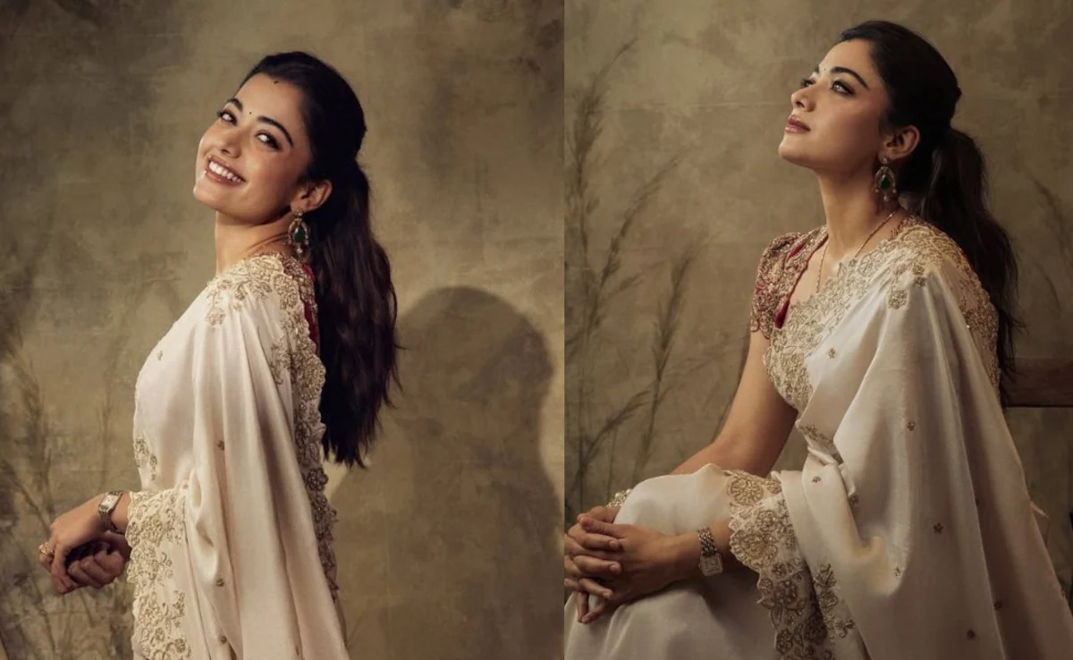 Rashmika Mandanna Saree Look: 1.68 लाख की साड़ी में रश्मिका का शाही अंदाज! क्या आपने देखा ये नया अवतार? Rashmika Mandanna Saree Look: 1.68 लाख की साड़ी में रश्मिका का शाही अंदाज! क्या आपने देखा ये नया अवतार?
