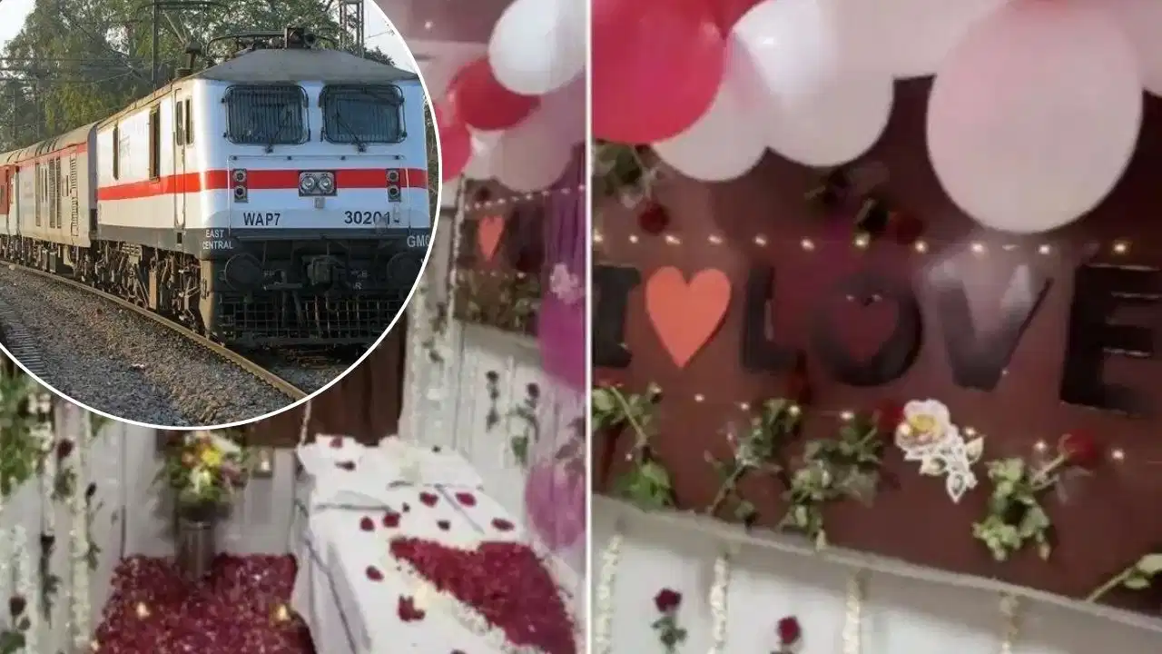 चलती ट्रेन में ‘सुहागरात’ के लिए सजाया बर्थ, वायरल वीडियो के बाद रेलवे सख्त! जानिए क्या कहते हैं नियम और कितनी हो सकती है कार्रवाई चलती ट्रेन में ‘सुहागरात’ के लिए सजाया बर्थ, वायरल वीडियो के बाद रेलवे सख्त! जानिए क्या कहते हैं नियम और कितनी हो सकती है कार्रवाई