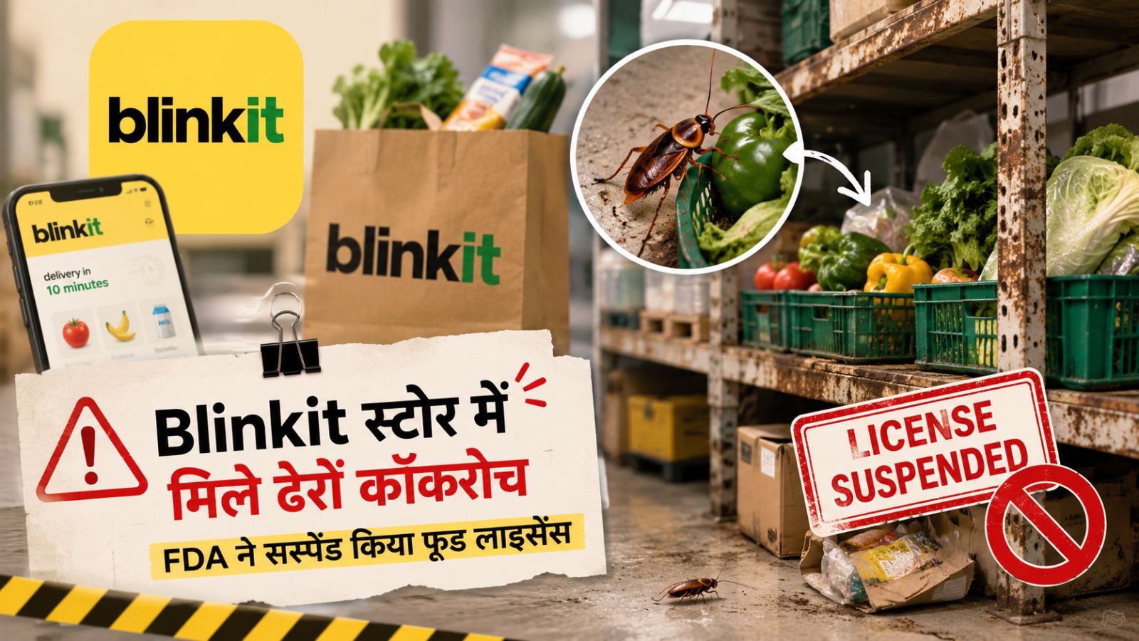 कॉकरोच, गंदगी और एक्सपायर्ड सामान! Blinkit के स्टोर पर FDA का बड़ा एक्शन, लाइसेंस सस्पेंड कॉकरोच, गंदगी और एक्सपायर्ड सामान! Blinkit के स्टोर पर FDA का बड़ा एक्शन, लाइसेंस सस्पेंड